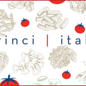 Gift Card with distinctive Princi Italia logo and ingredient illustrations