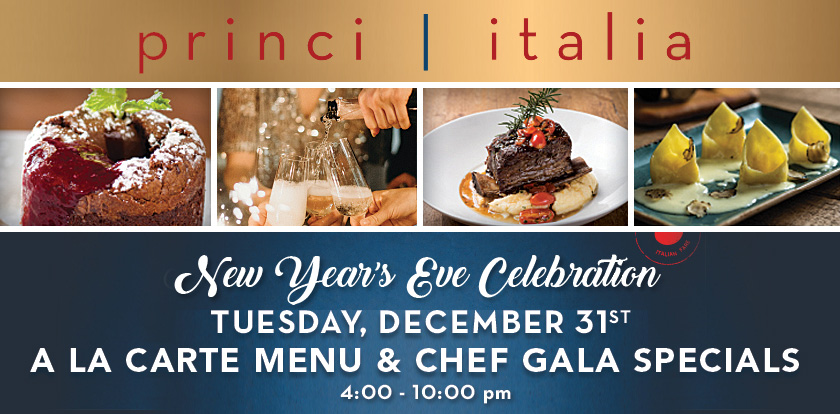 New Year's Eve Celebration Tuesday December 31st, a la carte menu and chef gala specials