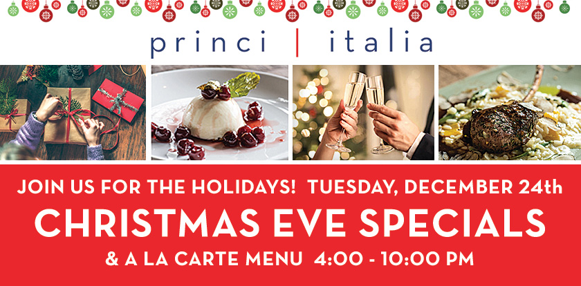 Join us for the holidays! Tuesday December 24th Christmas eve specials and a la carte menu